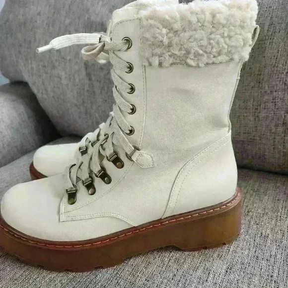 Circus By Sam Edelman Womens Sanders 2 Lace Up Boots Sz 11 Ivory - Picture 6 of 12